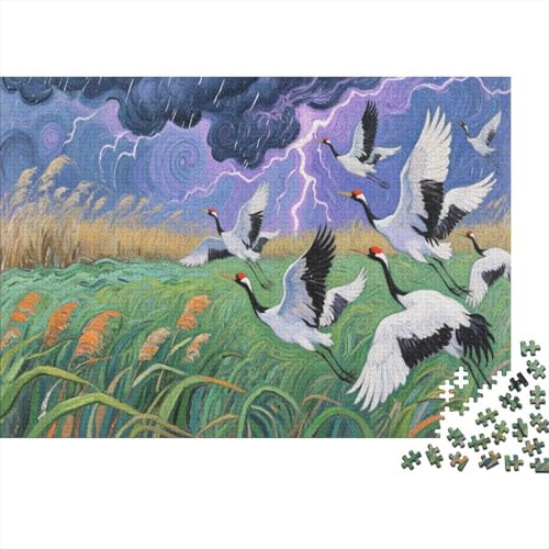 HeronPuzzles 1000 Teile Erwachsene UndKinder Ab rotgekrönter Kran Farbpuzzle Geschicklichkeitsspiel Für Die Ganze Familie Wohndekoration 1000pcs (75x50cm) von TZOVPCDFA