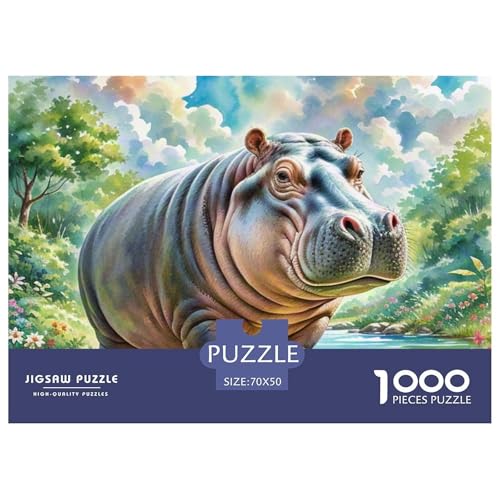 Hippopotamus1000 Teile, Premium Quality, Für Erwachsene Und Kinder Ab 12 Jahren Puzzle, Farbig （Wildlife） 70x50cm/1000pcs von TZOVPCDFA