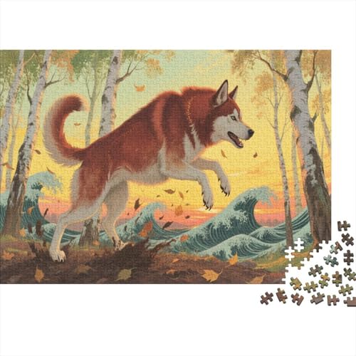 Husky Puzzlesc 1000 Teile Erwachsene UndKinder Ab steigende Wellen Farbpuzzle Hat Sammelbedeutung Wohndekoration 1000pcs (75x50cm) von TZOVPCDFA