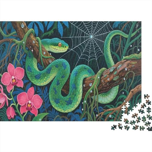 Jade Baum Python Puzzle 1000 Teile Für Erwachsene Dschungel Tiere Farbpuzzle Geschicklichkeitsspiel Für Die Ganze Familie Wohndekoration 1000pcs (75x50cm) von TZOVPCDFA