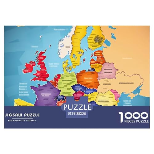 Karte von Europa– Puzzle 1000 Teile, Geschicklichkeitsspiel Für Die Ganze Familie, Buntes Legespiel, Erwachsenenpuzzle Ab 14 Jahren（Painting） 38x26cm/1000pcs von TZOVPCDFA