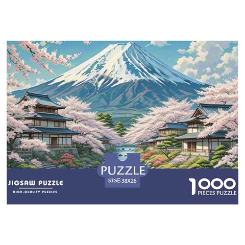 Kirschblüte1000 Teile, Premium Quality, Für Erwachsene Und Kinder Ab 12 Jahren Puzzle, Farbig （Under Mount Fuji） 38x26cm/1000pcs von TZOVPCDFA