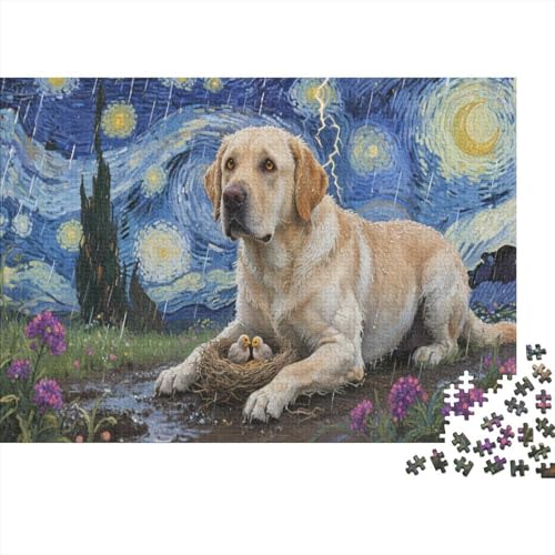 Labrador Retriever Puzzle 1000 Teile Erwachsene UndKinder Ab Vogelnest Farbpuzzle Geschicklichkeitsspiel Für Die Ganze Familie Wohndekoration 1000pcs (75x50cm) von TZOVPCDFA