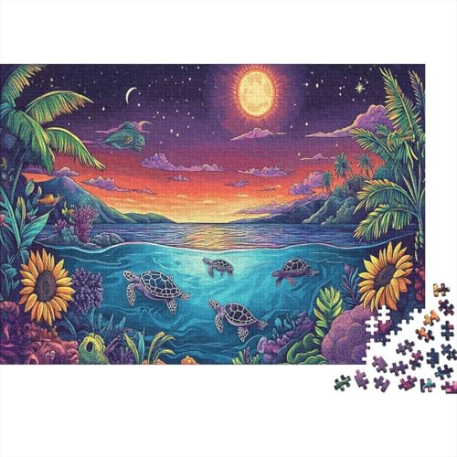 Meeresschildkröte Puzzle 1000 Teile Puzzles Erwachsene UndKinder Ab Meerestiere Farbpuzzle Geschicklichkeitsspiel WohndekoRatteion 1000pcs (75x50cm) von TZOVPCDFA