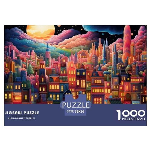 Mondstadt– Puzzle 1000 Teile, Geschicklichkeitsspiel Für Die Ganze Familie, Buntes Legespiel, Erwachsenenpuzzle Ab 14 Jahren（Fantasy Town） 38x26cm/1000pcs von TZOVPCDFA