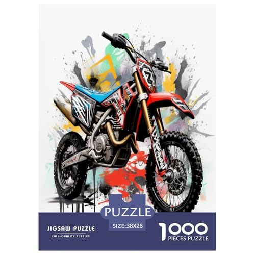 MotoKreuz Fahrrad Puzzle 1000-teilige Schwer Puzzle Spielzeug Pädagogisches Spiel Impossible Herausforderung Spielzeug Für Erwachsene Und Kinder in Bewährter 38x26cm/1000pcs von TZOVPCDFA