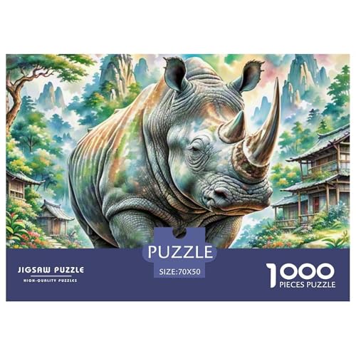 Nashörner1000 Teile, Premium Quality, Für Erwachsene Und Kinder Ab 12 Jahren Puzzle, Farbig （Wildlife） 70x50cm/1000pcs von TZOVPCDFA