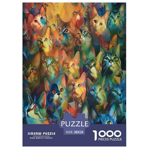 Niedliche Katze Puzzles 1000 Teile Schwer Puzzle Spielzeug Pädagogisches Spiel Impossible Herausforderungsspielzeug Für Erwachsene Kinder 38x26cm/1000pcs von TZOVPCDFA