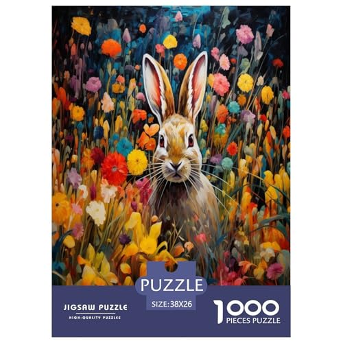 Oil Painting Kaninchen Puzzle 1000 Teile Schwer Puzzle Spielzeug Pädagogisches Spiel Impossible Herausforderung Spielzeug Für Erwachsene Und Kinder Ab 14 Jahren 38x26cm/1000pcs von TZOVPCDFA