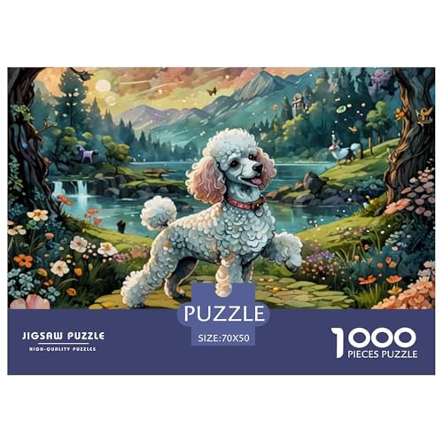 Poodle Puzzle 1000 Teile Für Erwachsene Und Kinder, Impossible Game, Puzzles-Geschenk, Clevere Rätsel, Puzzles Farbenfrohes, Puzzle Pet Hund-Motiv 70x50cm/1000pcs von TZOVPCDFA