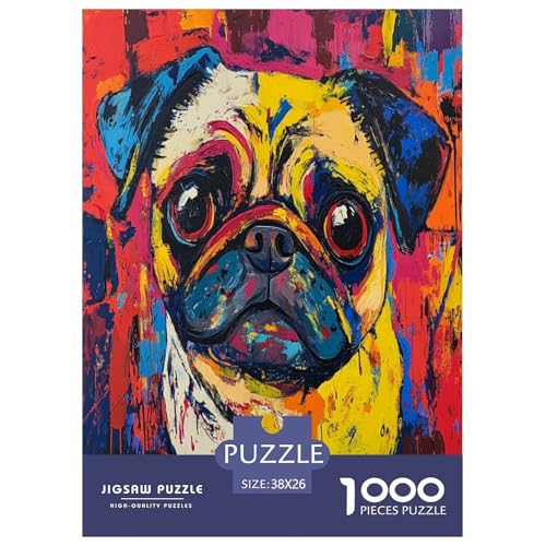 Pug Puzzle 1000 Teile Schwer Puzzle Spielzeug Lernspiel Impossible Herausforderungsspielzeug Für Erwachsene Und Kinder Ab 12 Jahren 38x26cm/1000pcs von TZOVPCDFA