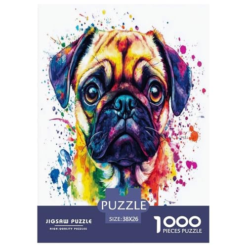Pug Puzzle 1000 Teile Schwer Puzzle Spielzeug Pädagogisches Spiel Impossible Herausforderungsspielzeug Für Erwachsene Und Kinder in Bewährter 38x26cm/1000pcs von TZOVPCDFA