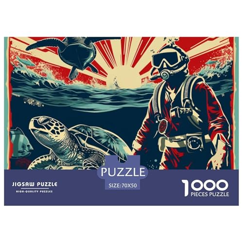 Puzzle 1000 Teile, 1000 Stück Jigsaw Puzzle -Schildkröte- Impossible Puzzle Für Erwachsene 70x50cm/1000pcs Puzzlesets Dekompression Papp Puzzles Lernspiele Für Familien （Diver） von TZOVPCDFA