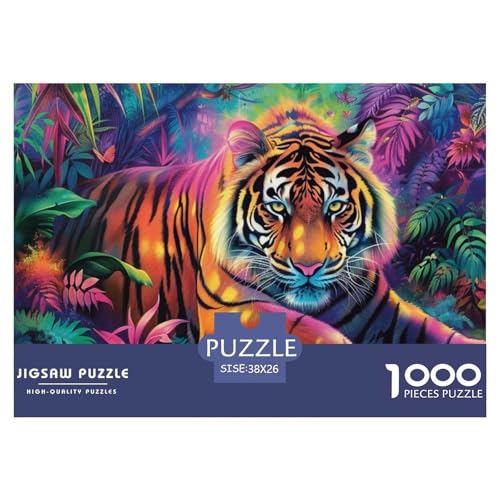 Puzzle 1000 Teile, 1000 Stück Jigsaw Puzzle -Tiger- Impossible Puzzle Für Erwachsene 38x26cm/1000pcs Puzzlesets Dekompression Papp Puzzles Lernspiele Für Familien （Jungle Animals） von TZOVPCDFA