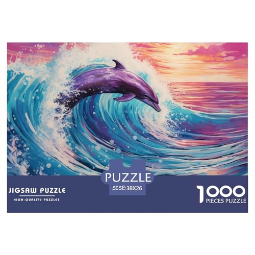 Puzzle 1000 Teile, Oil Painting DelphinPuzzle Erwachsene, EIN Herausforderndes Rätsel,Puzzlespiele Für Die Ganze Familie,Geschenke Für Frauen,Geschenke Für Männer,Thema:surging Waves 38x26cm/1000pcs von TZOVPCDFA