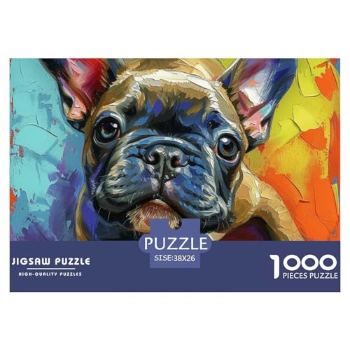 Puzzle 1000 Teile French BullHund- Süße TierePuzzel Für Erwachsene - 100% Recycelten Kartons Jigsaw Puzzle Erwachsene Und Kinder - Familienspaß Von 38x26cm/1000pcs von TZOVPCDFA