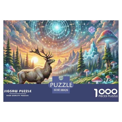 Puzzle 1000 Teile Für Erwachsene, Elch Klassisches Lernspiel- Magical Pilze-Dekoration Puzzle Geschenke 38x26cm/1000pcs von TZOVPCDFA