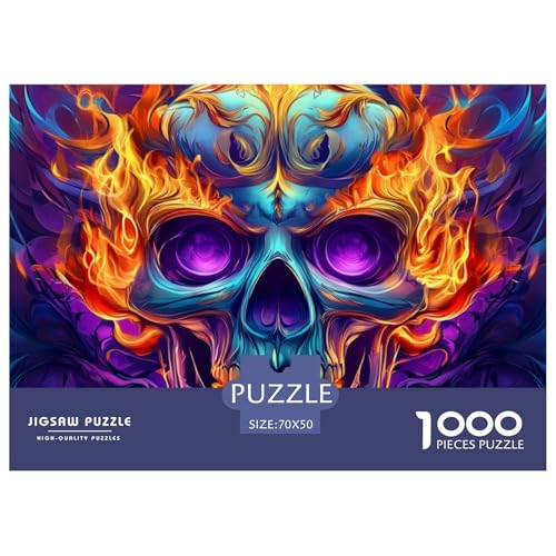 Puzzle 1000 Teile Für Erwachsene, Schädel Farbenfrohes Legespiel,Erwachsenenpuzzle Ab 14 Jahren-Cool Bones-Geschenke Für Männer/Frauen. 70x50cm/1000pcs von TZOVPCDFA