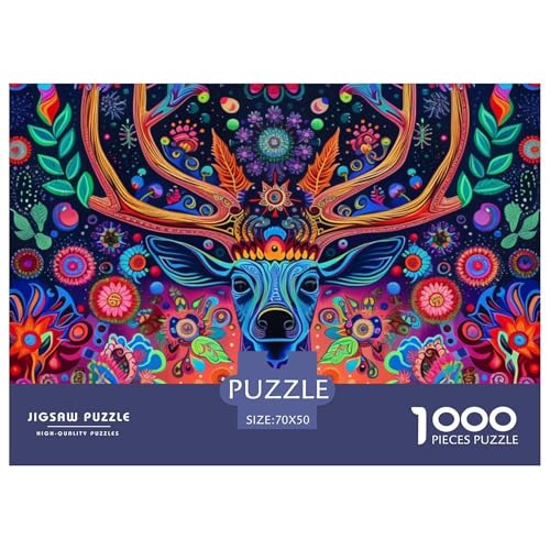 Puzzle 1000 Teile Hirsch- Mandala IllustrationPuzzel Für Erwachsene - 100% Recycelten Kartons Jigsaw Puzzle Erwachsene Und Kinder - Familienspaß Von 70x50cm/1000pcs von TZOVPCDFA