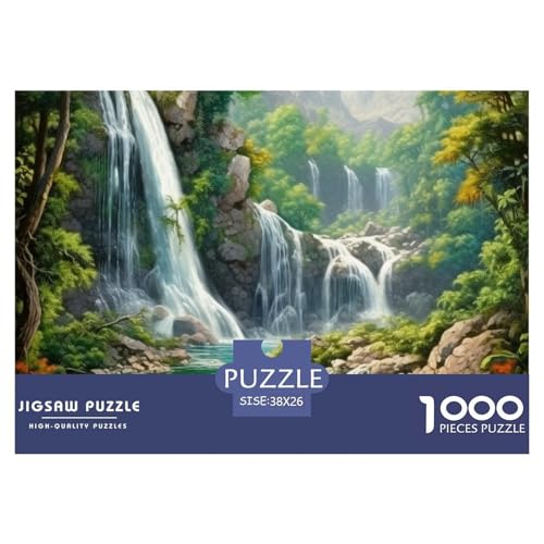 Puzzle 1000 Teile Wasserfall- LandschaftsmaleriePuzzel Für Erwachsene - 100% Recycelten Kartons Jigsaw Puzzle Erwachsene Und Kinder - Familienspaß Von 38x26cm/1000pcs von TZOVPCDFA