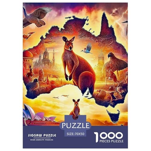 Puzzle Für Erwachsene 1000 Teile Kanguru Pädagogisches Spiel Animal Theme Geschenke Für Damen Für Erwachsene Kinder 70x50cm von TZOVPCDFA