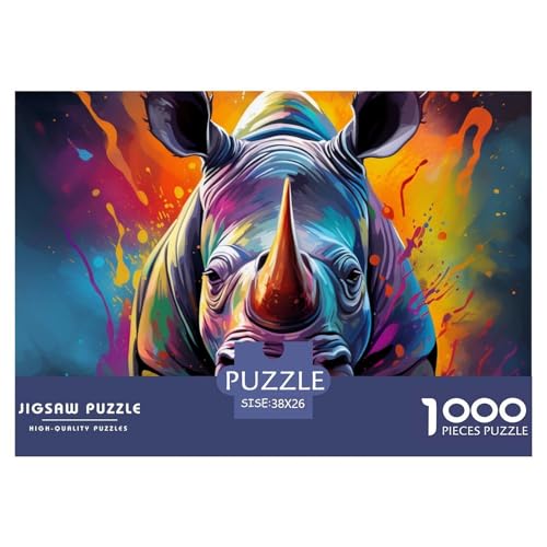 Puzzle Für Erwachsene 1000 Teile Nashörner Puzzles Für Erwachsene Pädagogisches Spiel Herausforderung Spielzeug Wildlife 1000 Teile Puzzles Für Erwachsene Kinder 38x26cm/1000pcs von TZOVPCDFA