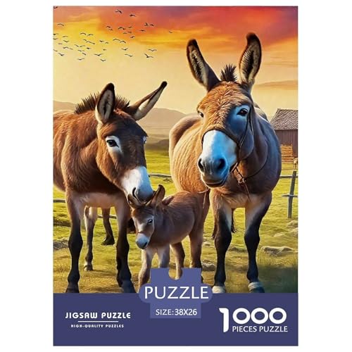 Puzzle Für Erwachsene 1000 Teilige Esel Lernspiel Animal Theme Geschenke Für Damen Für Erwachsene Kinder 38x26cm von TZOVPCDFA