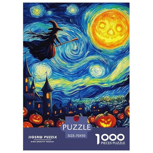 Puzzle Für Erwachsene 1000 Teilige HexeErwachsene Puzzle Puzzlespiele Pumpkin Halloween Theme Geschenke Für Damen Für Erwachsene Kinder 70x50cm/1000pcs von TZOVPCDFA