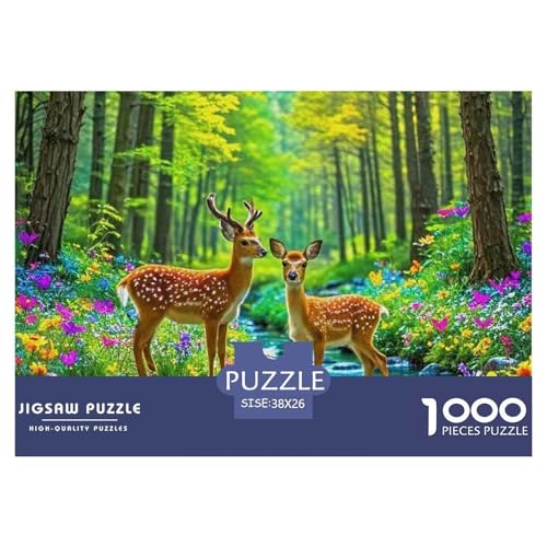 Puzzle Für Erwachsene 1000 Teilige Hirsch Lernspiel Animal Theme Für Familie Freunde Für Erwachsene Und Kinder Ab 14 Jahren 38x26cm von TZOVPCDFA