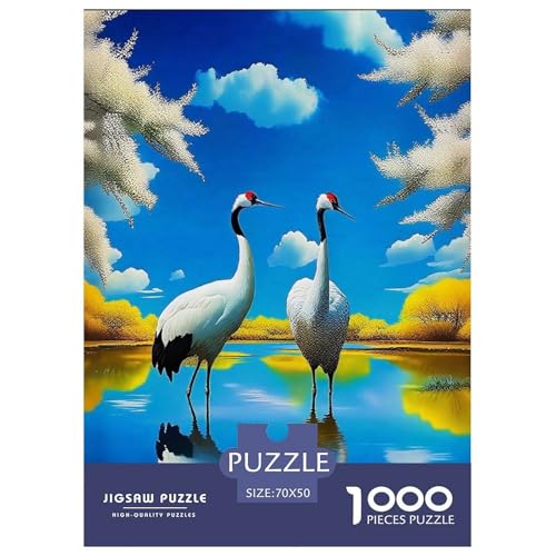 Puzzle Für Erwachsene 1000 Teilige Rotgekrönter Kran Pädagogisches Spiel Crane Themed Geschenke Für Damen Für Erwachsene Kinder 70x50cm von TZOVPCDFA
