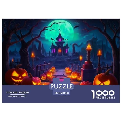 Puzzle Kürbis SchlossPuzzle 1000 Teile Erwachsene Rätsel Halloween Klassische Rätsel Geschenke Für Männer Und Damen Für Erwachsene Und Kinder 70x50cm/1000pcs von TZOVPCDFA
