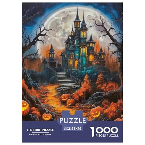 Puzzle Kürbis SchlossPuzzle 1000 Teile Erwachsene Rätsel Halloween Klassische Rätsel Home Dekoration Für Erwachsene Und Kinder 38x26cm/1000pcs von TZOVPCDFA