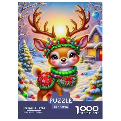Puzzle WeihnachtenDeer Puzzle 1000 Teile Erwachsene Rätsel Cute Little Deer Klassische Rätsel Geschenke Für Männer Und Damen Für Erwachsene Und Kinder Ab 14 Jahren 38x26cm/1000pcs von TZOVPCDFA