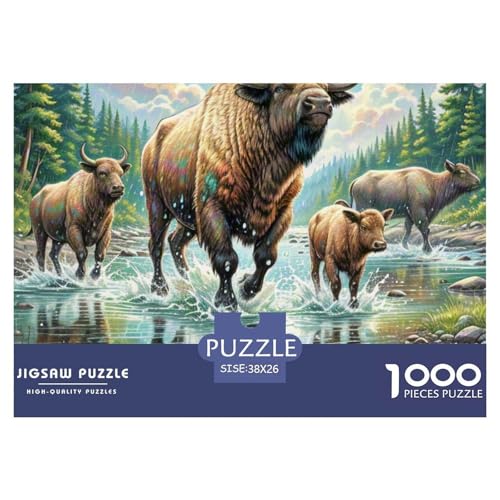 Puzzles 1000 Teile Puzzle Amerikanischer BisonLagerfeuer-Aktivität Puzzle Wildlife Geschicklichkeitsspiel Für Die Ganze Familie Für Kinder Von 8-12 Jahren 38x26cm/1000pcs von TZOVPCDFA