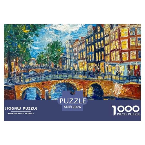 Puzzles 1000 Teile Puzzle Amsterdamer KanalLagerfeuer-Aktivität Puzzle Market Geschicklichkeitsspiel Familienspiel Für Erwachsene Und Ältere Kinder 38x26cm/1000pcs von TZOVPCDFA