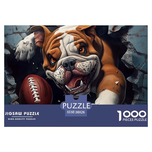 Puzzles 1000 Teile Puzzle BULLHundLagerfeuer-Aktivität Puzzle Rugby Geschicklichkeitsspiel Familienspiel Für Männer Und Frauen 38x26cm/1000pcs von TZOVPCDFA