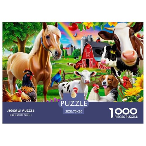 Puzzles 1000 Teile Puzzle BauernhofLagerfeuer-Aktivität Puzzle Cow Geschicklichkeitsspiel Heimdekoration Für Kinder Von 8-12 Jahren 70x50cm/1000pcs von TZOVPCDFA