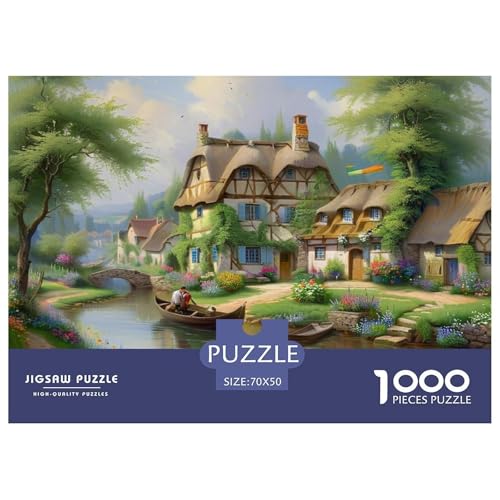 Puzzles 1000 Teile Puzzle BerghütteLagerfeuer-Aktivität Puzzle Landscape Painting Geschicklichkeitsspiel Familienspiel Für Kinder Von 8-12 Jahren 70x50cm/1000pcs von TZOVPCDFA