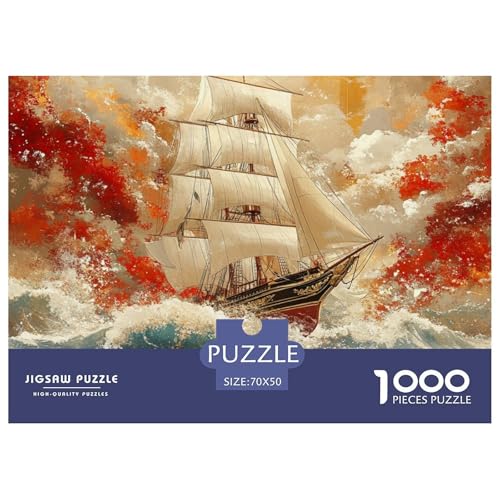Puzzles 1000 Teile Puzzle Canvas BootLagerfeuer-Aktivität Puzzle Rough Waters Geschicklichkeitsspiel Für Die Ganze Familie Für Männer Und Frauen 70x50cm/1000pcs von TZOVPCDFA