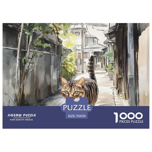 Puzzles 1000 Teile Puzzle Chinese Rural KatzeLagerfeuer-Aktivität Puzzle Cute Pets Geschicklichkeitsspiel Heimdekoration Für Erwachsene Und Kinder 70x50cm/1000pcs von TZOVPCDFA