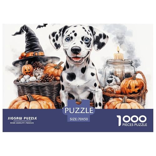 Puzzles 1000 Teile Puzzle DALMATISCHELagerfeuer-Aktivität Puzzle Halloween KürbisGeschicklichkeitsspiel Puzzles-Geschenk Für Männer Und Frauen 70x50cm/1000pcs von TZOVPCDFA