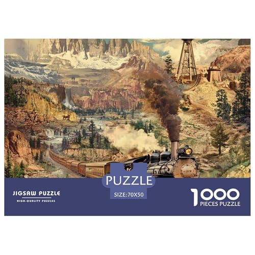 Puzzles 1000 Teile Puzzle DampfzugLagerfeuer-Aktivität Puzzle Nostalgic Locomotive Geschicklichkeitsspiel Für Die Ganze Familie Für Erwachsene Und Ältere Kinder 70x50cm/1000pcs von TZOVPCDFA