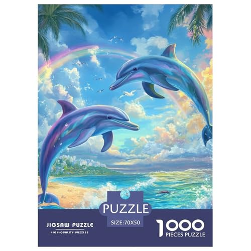 Puzzles 1000 Teile Puzzle DelphinLagerfeuer-Aktivität Puzzle Beach Coconut Trees Geschicklichkeitsspiel Familienspiel Für Männer Und Frauen 70x50cm/1000pcs von TZOVPCDFA