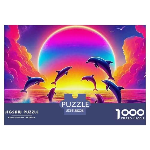 Puzzles 1000 Teile Puzzle DelphinLagerfeuer-Aktivität Puzzle Marine Animal Series Geschicklichkeitsspiel Für Die Ganze Familie Für Erwachsene Und Kinder 38x26cm/1000pcs von TZOVPCDFA