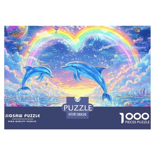 Puzzles 1000 Teile Puzzle DelphinLagerfeuer-Aktivität Puzzle Marine TiereFarbenfrohes Legespiel Familienspiel Für Erwachsene Und Kinder 38x26cm/1000pcs von TZOVPCDFA