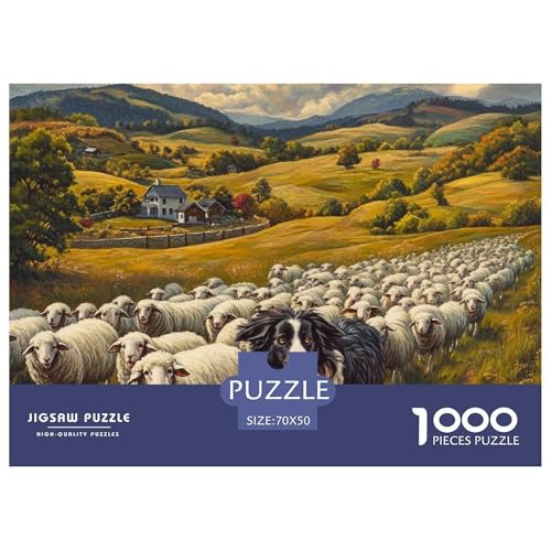 Puzzles 1000 Teile Puzzle Der Border CollieLagerfeuer-Aktivität Puzzle Pasture Geschicklichkeitsspiel Puzzles-Geschenk Für Kinder Von 8-12 Jahren 70x50cm/1000pcs von TZOVPCDFA