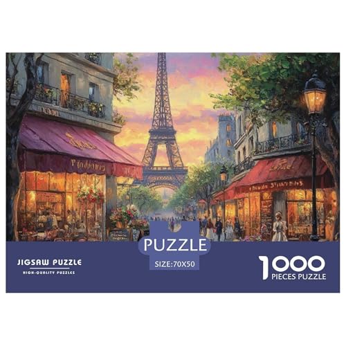 Puzzles 1000 Teile Puzzle EiffelturmLagerfeuer-Aktivität Puzzle Paris Coffee Shop Geschicklichkeitsspiel Familienspiel Für Erwachsene Und Kinder 70x50cm/1000pcs von TZOVPCDFA