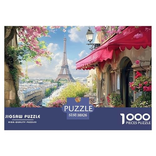 Puzzles 1000 Teile Puzzle EiffelturmLagerfeuer-Aktivität Puzzle Paris Coffee Shop Geschicklichkeitsspiel Heimdekoration Für Männer Und Frauen 38x26cm/1000pcs von TZOVPCDFA