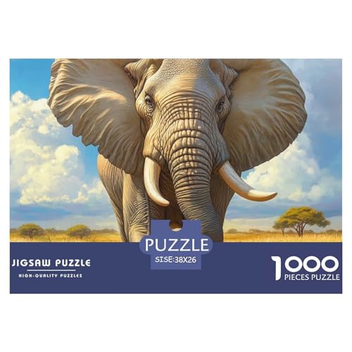 Puzzles 1000 Teile Puzzle ElefantenLagerfeuer-Aktivität Puzzle African Continent Geschicklichkeitsspiel Heimdekoration Für Erwachsene Und Kinder 38x26cm/1000pcs von TZOVPCDFA