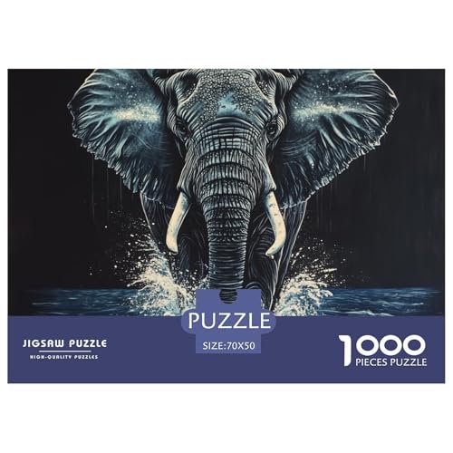 Puzzles 1000 Teile Puzzle ElefantenLagerfeuer-Aktivität Puzzle Wildlife Geschicklichkeitsspiel Für Die Ganze Familie Für Kinder Von 8-12 Jahren 70x50cm/1000pcs von TZOVPCDFA